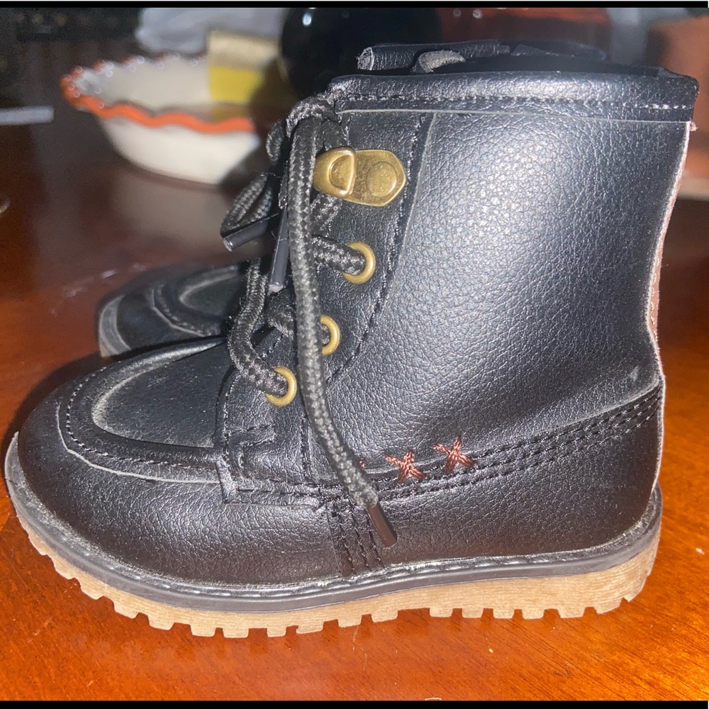 Toddler boy faux leather high top boots